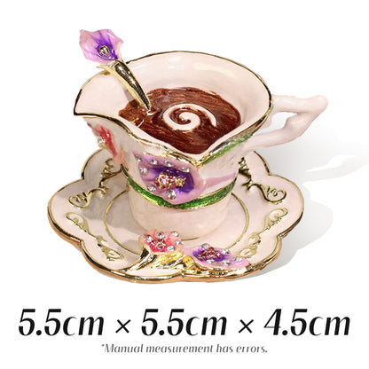 Coffee Cup Saucer Cute Style Enamel Jewelry Storage Box