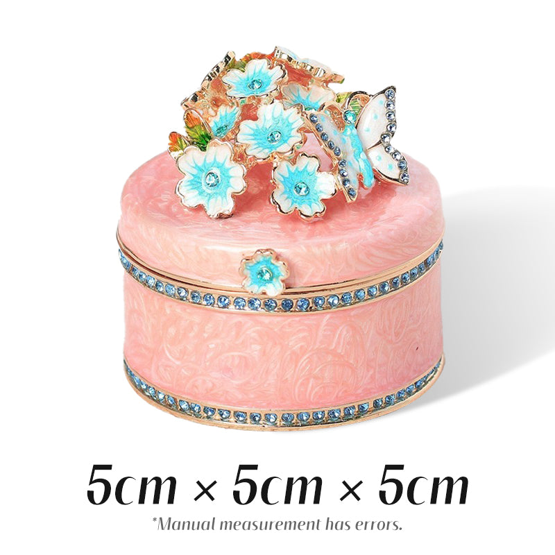 Cherry Blossom Box Cute Style Natural Style Enamel Diamond-Inlaid Jewelry Box