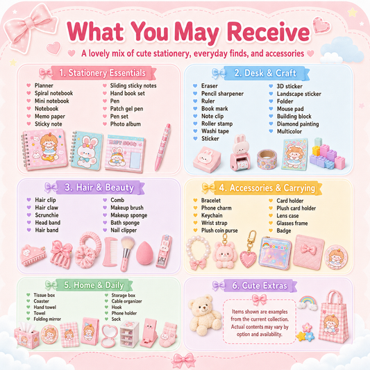 Stationery and Accessories Box - for Personal Use or Gifting (Happy Edition)