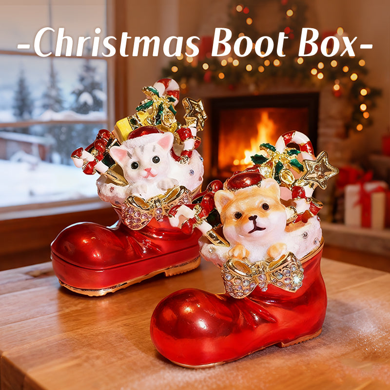 Boot Cute Style Enamel Christmas Jewelry Box