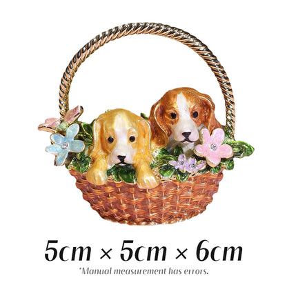 Flower Basket Dog Cute Style Natural Style Retro Style Enamel Jewelry Box
