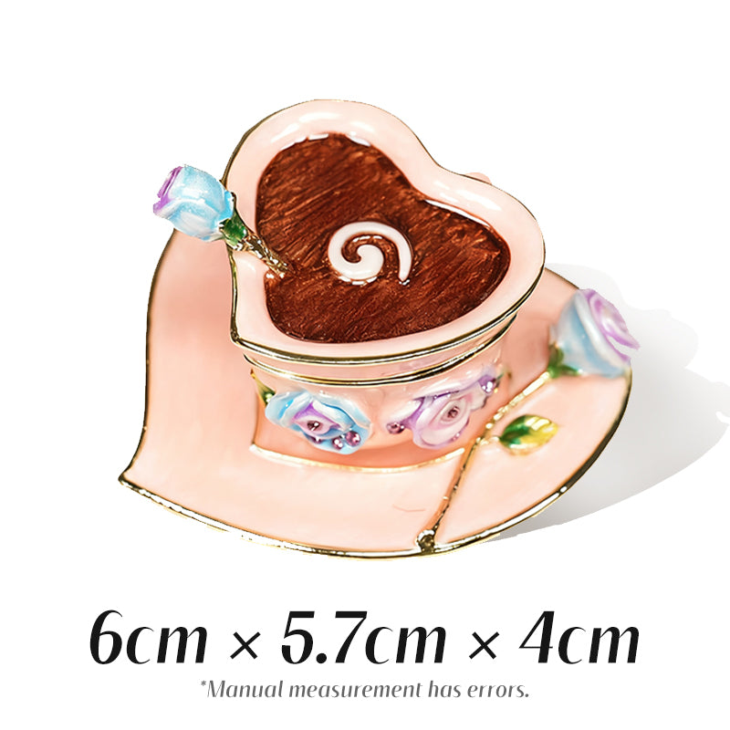 Heart Coffee Cup Cute Style Natural Style Enamel Jewelry Box