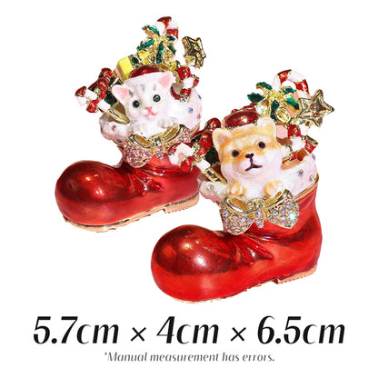 Boot Cute Style Enamel Christmas Jewelry Box