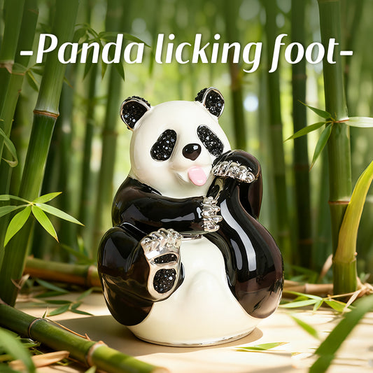 Foot-Licking Panda Cute Style Natural Style Enamel Metal Jewelry Box