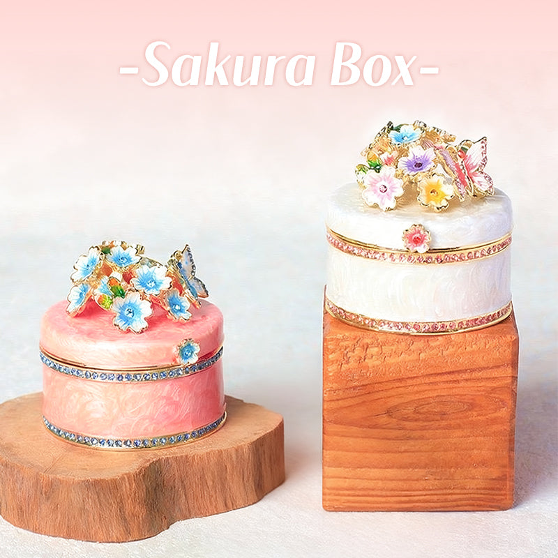 Cherry Blossom Box Cute Style Natural Style Enamel Diamond-Inlaid Jewelry Box