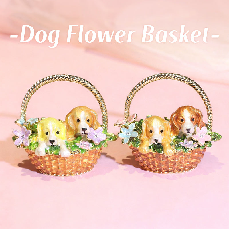 Flower Basket Dog Cute Style Natural Style Retro Style Enamel Jewelry Box