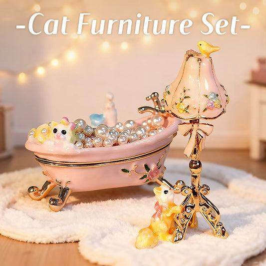 Cat Furniture Set Cute Style Enamel European-Style Creative Jewelry Box