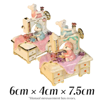 Mouse Sewing Machine Cute Style Enamel Cartoon Jewelry Box