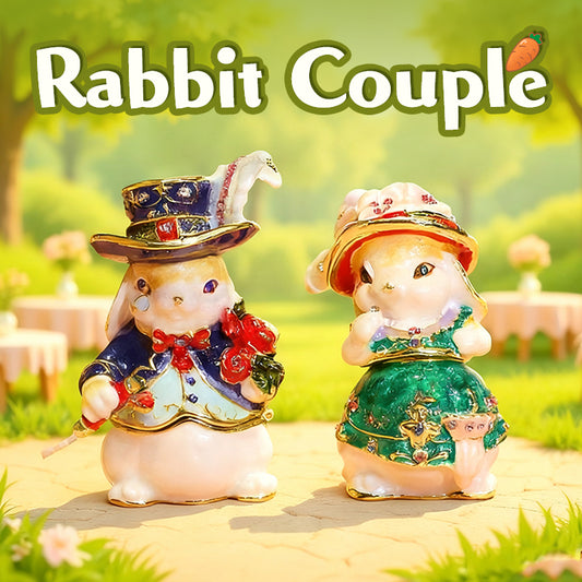 Rabbit Couple Cute Style Enamel Pair Jewelry Box