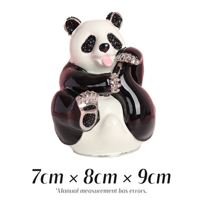 Foot-Licking Panda Cute Style Natural Style Enamel Metal Jewelry Box