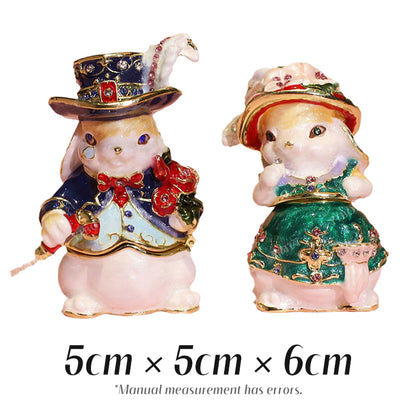 Rabbit Couple Cute Style Enamel Pair Jewelry Box